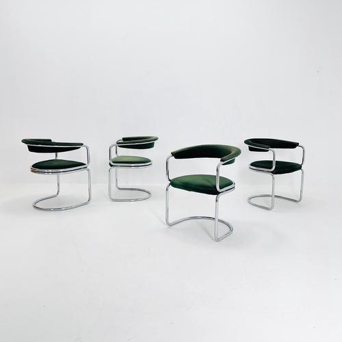 Mid-Century Modern Green Velvet Dining Table Armchairs by Giotto Stoppino, Italy, 1970s For Sale - Image 11 of 18
