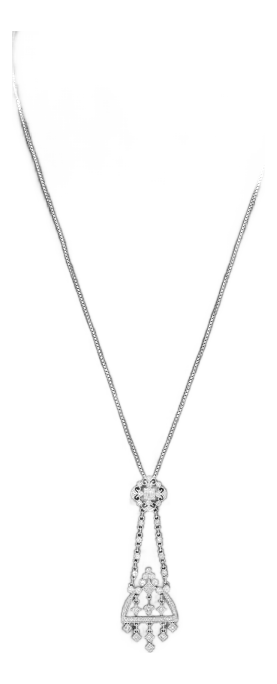 Italian 18k Gold Diamond Drop Pendant Necklace