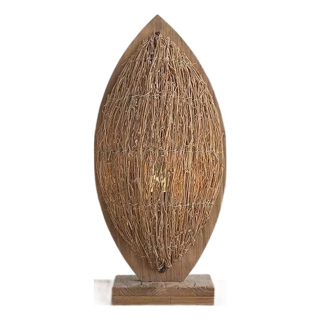 Rattan Branch & Wood Frame Natural Style Lamp For Sale
