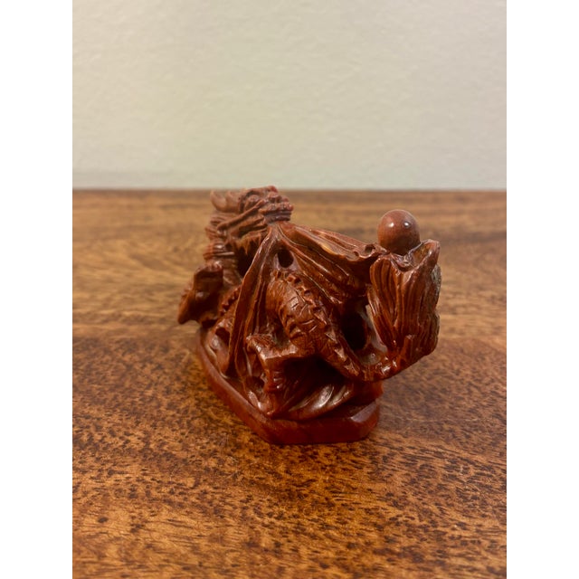 1950s Vintage Mid-Century Chinese Hand-Carved Stone Dragon Seal Sculpture For Sale - Image 5 of 6