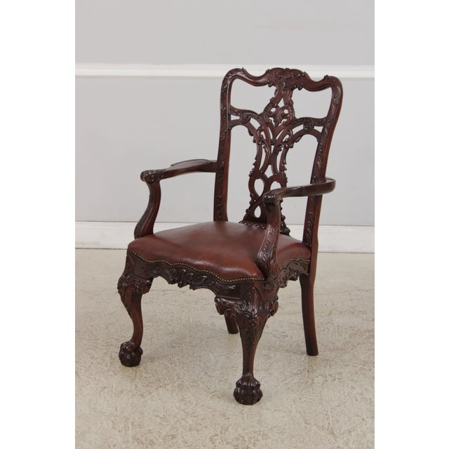 Maitland - Smith Set of 4 Maitland Smith Georgian Mahogany Armchairs For Sale - Image 4 of 17