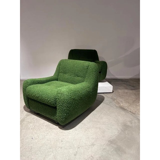Set of Green Bouclette Easy Chairs, 1970s For Sale - Image 3 of 11