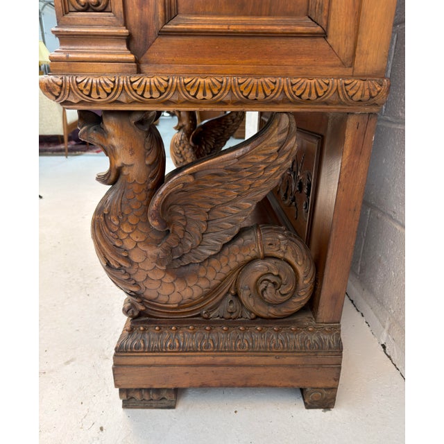 Antique French Renaissance Revival Carved Oak Hunt Cabinet / Buffet For Sale - Image 9 of 16