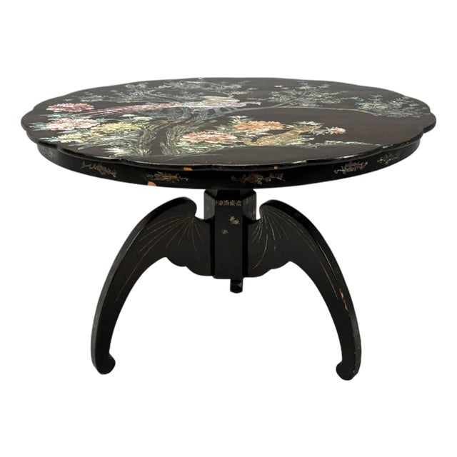 Chinese Export, Ebonized Wood, Mother-of-Pearl, Center Table, China, 1900 For Sale