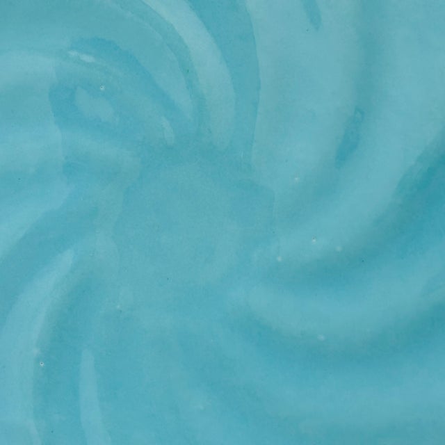 Ceramic Large California Pottery Turquoise and Cream Circular Tray For Sale - Image 7 of 9