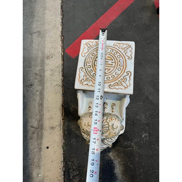 Vintage Asian Ceramic Elephant Plantstand in Beige, 1970s For Sale - Image 11 of 12