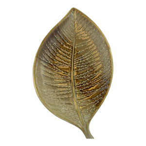 Vintage Distressed Leaf-Shaped Ceramic Dish With Realistic Vein Texture