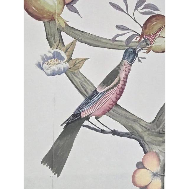 Chinoiserie/Botanical Anthropologie Chloe Wallpaper Mural, Birds and Monkeys, 7 Panels For Sale - Image 9 of 15