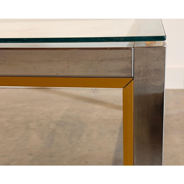 Chrome Romeo Rega Italian Chrome and Brass Glass Top Coffee Table, 1970s For Sale - Image 8 of 10