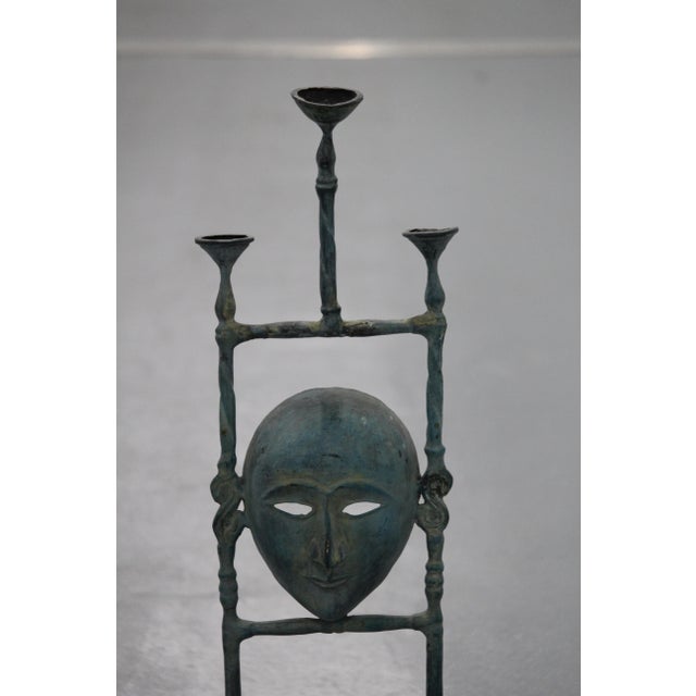 Metal Figurative Mask Candleholder, 1970s For Sale - Image 7 of 18