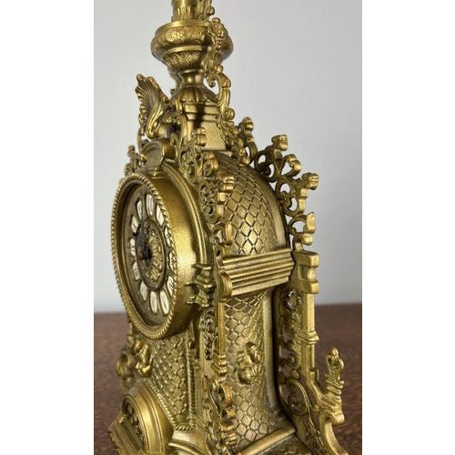 Vintage French Style Decorative Ornate Table Mantel Clock For Sale - Image 3 of 14