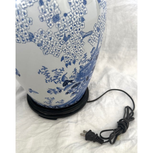 Blue & White Chinoiserie Table Lamp For Sale - Image 9 of 12