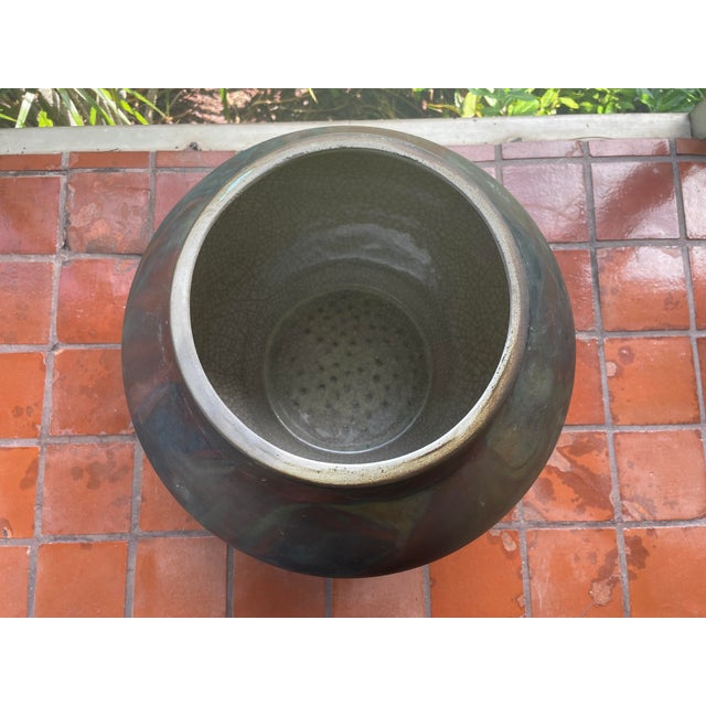 Vintage Tony Evans Studio Pottery XL Raku Pot For Sale - Image 10 of 12