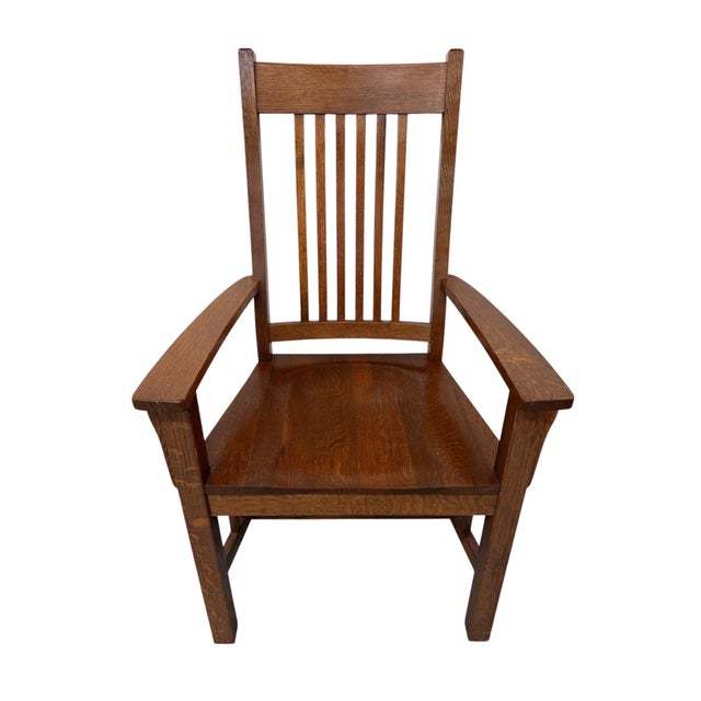 Stickley Vintage Stickley Style Mission Oak Dining Chairs - Set of 6 For Sale - Image 4 of 8