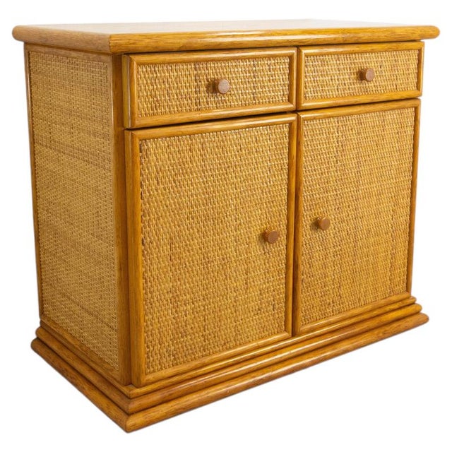 French Rattan & Elm Buffet Cabinet, 1970s For Sale - Image 13 of 13