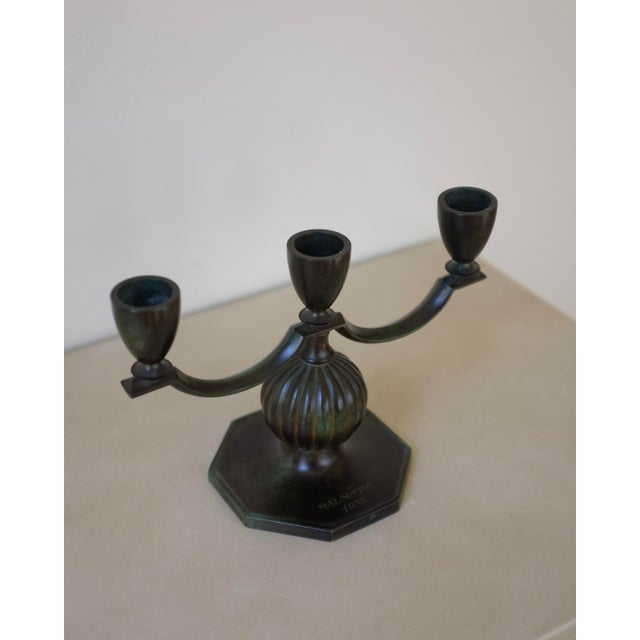 Mid-Century Modern Small Gab Bronze Candleholder For Sale - Image 3 of 6