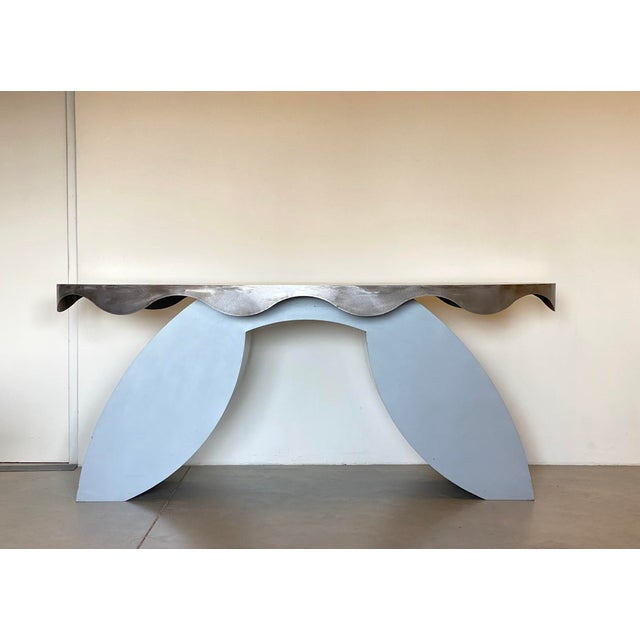 Gray Iron and Steel Console, 1980s For Sale - Image 8 of 18