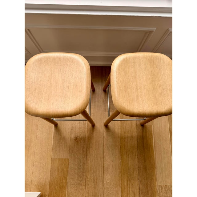 Tan Two Iskos Berlin Designs Oak Bar / Counter Stools For Sale - Image 8 of 10