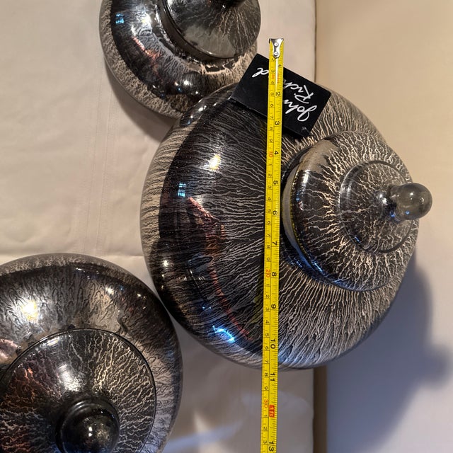 Contemporary John-Richard Contemporary Metallic Lava Glaze Lidded Jars - Set of 3 For Sale - Image 3 of 8