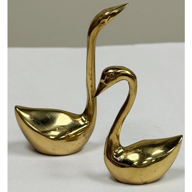 Mid-Century Modern Brass Vintage Pair of Swans* For Sale - Image 3 of 5