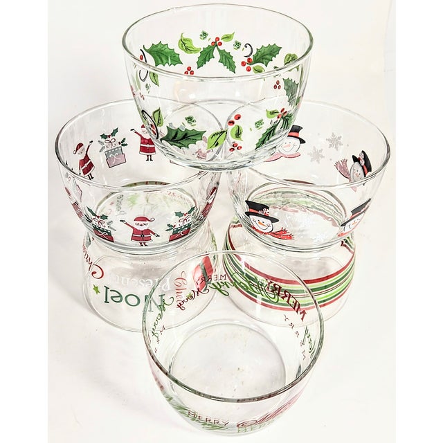 Contemporary Vintage Christmas Bowls- Set of Six For Sale - Image 3 of 13