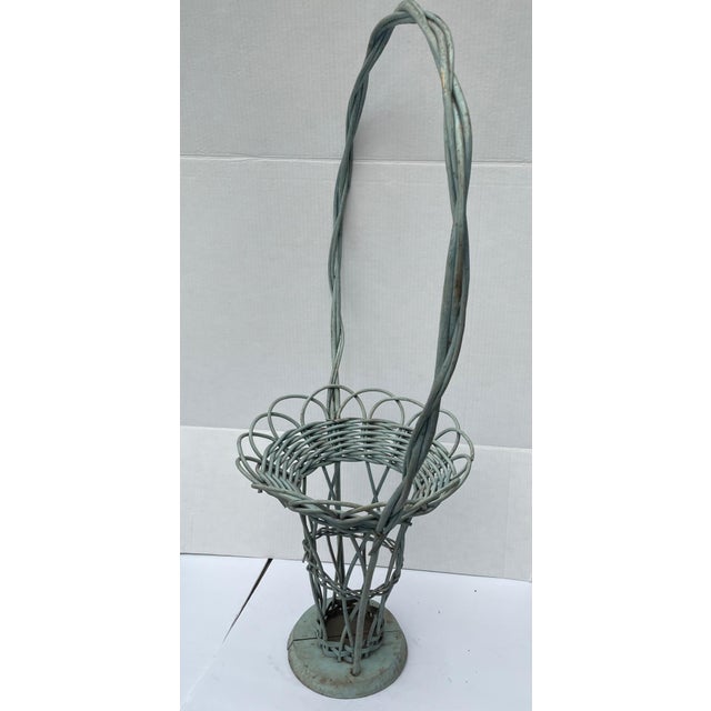 Antique Victorian Floral Wicker Basket For Sale - Image 4 of 8