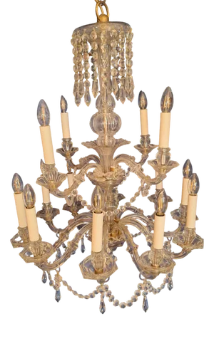Vintage Chandelier in Crystal Glass with Candle Nozzles, 1980s