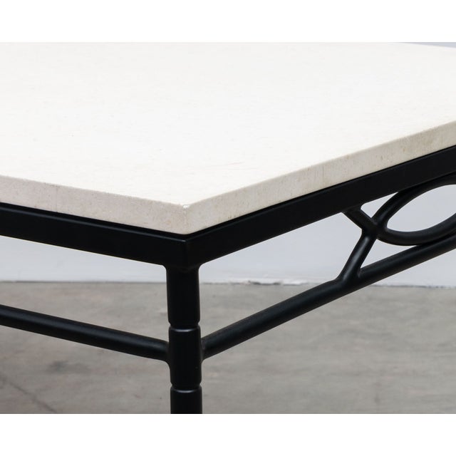 JANUS et Cie Black Stainless Steel Amalfi Stone Top Coffee Table - Outdoor / Indoor For Sale - Image 4 of 7