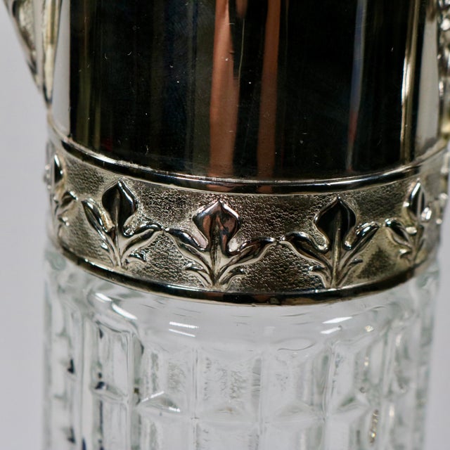 Metal 1960s Italian Silver Plate and Glass Claret Pitcher With Lid For Sale - Image 7 of 13