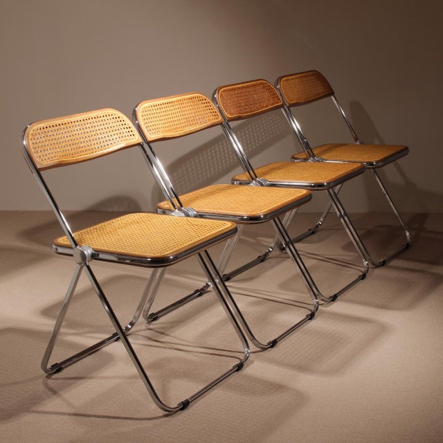 Plia Folding Chairs with Cane by Giancarlo Piretti for Anonima Castelli, 1970s, Set of 4 For Sale - Image 15 of 15