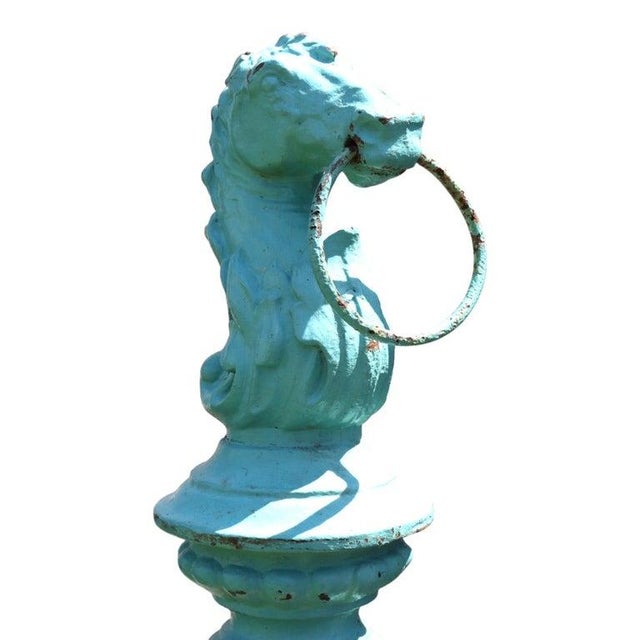 Metal Cast Iron Horse Head Hitching Post With Lion Heads C1880 For Sale - Image 7 of 8