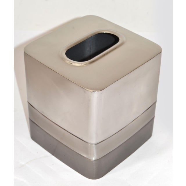 Vintage Stainless Steel Triune Boutique Box Paper Tissue Holder For Sale - Image 12 of 12
