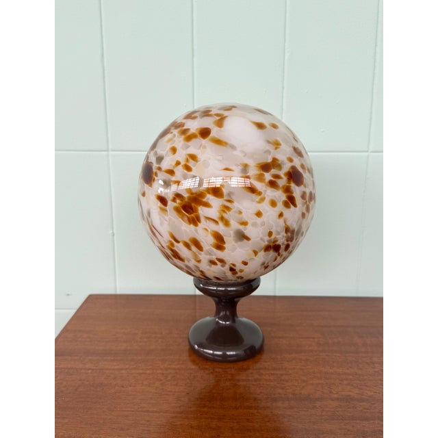 Mid-Century Modern Vintage Glass Sphere on Wooden Base by Alain Delon, 1970s For Sale - Image 3 of 14