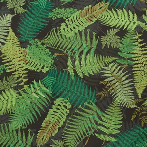 Schumacher X Clements Ribeiro Fernarium Fabric in Green & Black