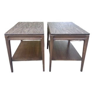 1960s Mersman Mid-Century Modern Walnut Two-Tier End Tables - A Pair For Sale