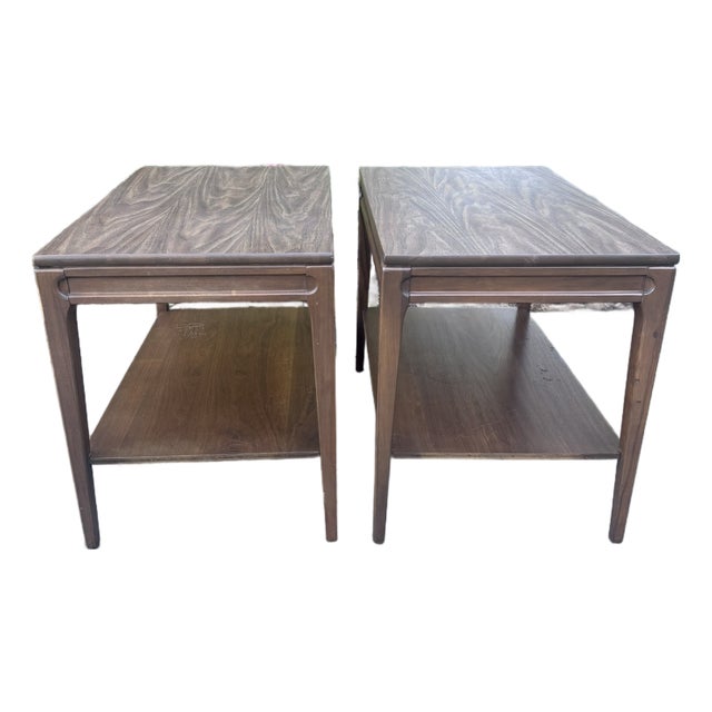 1960s Mersman Mid-Century Modern Walnut Two-Tier End Tables - A Pair For Sale