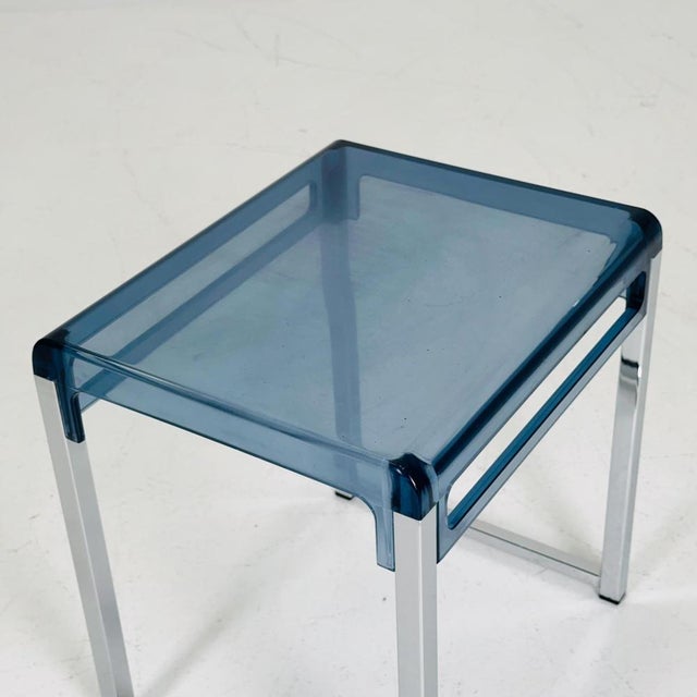 Blue Space Age Blue Side Table by Marc Berthier for Prisunic, 1970s For Sale - Image 8 of 11