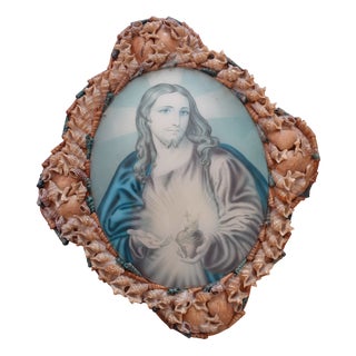 Large Vintage Seaside Souvenir Christ Sacred Heart For Sale