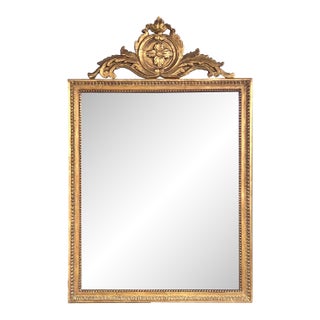 Borghese Italian Neoclassical Style Giltwood Mirror With Exuberant Crest For Sale