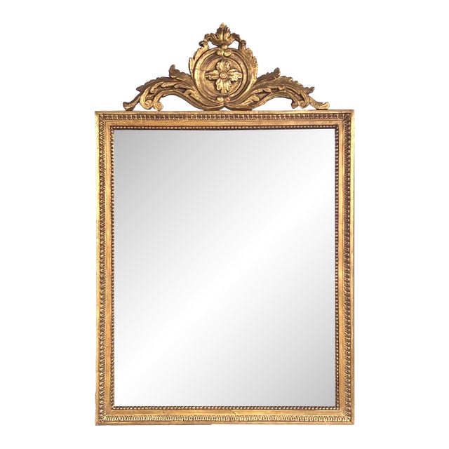 Borghese Italian Neoclassical Style Giltwood Mirror With Exuberant Crest For Sale