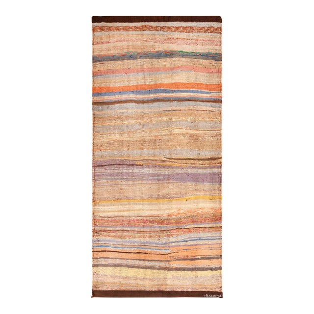 Nazmiyal Collection Soft Warm Colors Vintage Moroccan Flat Weave Rug For Sale