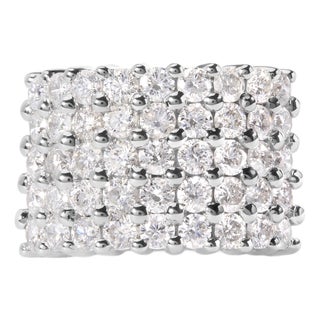 14k White Gold 4.0 Cttw Diamond 5 Row Ring Band (I-J Color, I1-I2 Clarity) - Ring Size 6 For Sale