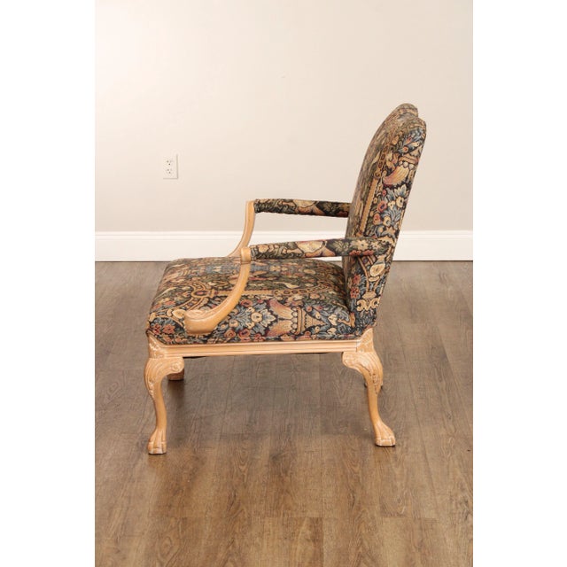 Wood Georgian Style Carved and Cerused Pair of Armchairs For Sale - Image 7 of 12