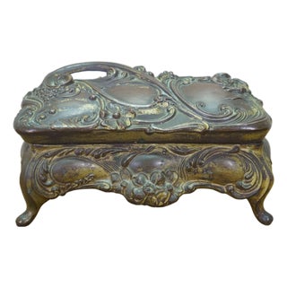 Antique Art Nouveau Brainard & Wilson B&w Jewelry Keepsake Casket Box 8" For Sale