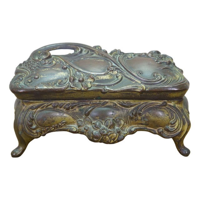 Antique Art Nouveau Brainard & Wilson B&w Jewelry Keepsake Casket Box 8" For Sale