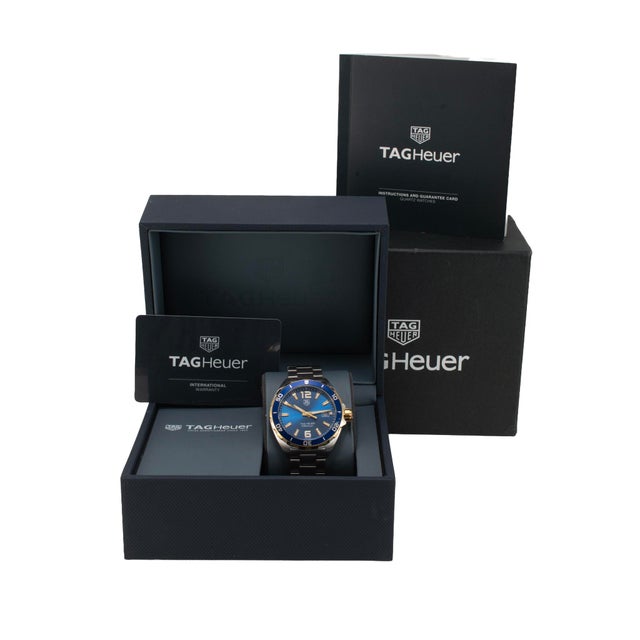 Silver Tag Heuer Formula 1 41mm Waz1120 Blue Dial Gold Plated Steel Quartz Watch For Sale - Image 8 of 9