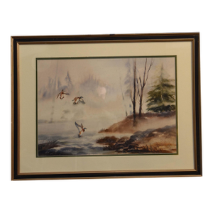 Misty Morning Ascent, Watercolor, by Barbara Lloyd, Framed
