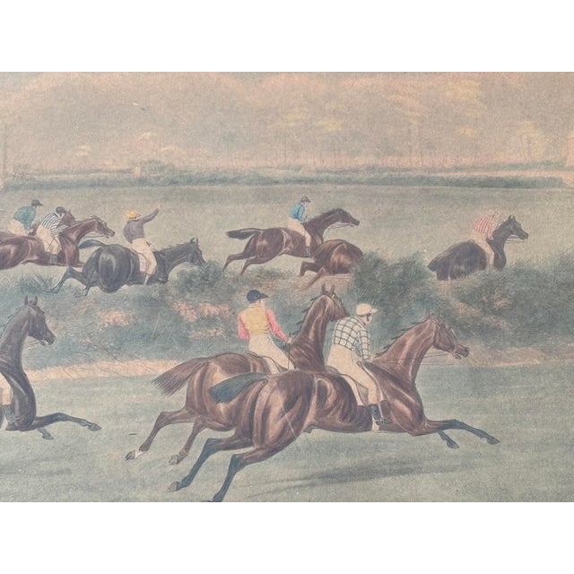 Grand Steeple Chase - Large, Orig. 19th C. Equestrian Color Print in Period Frame - 1837 For Sale - Image 6 of 14