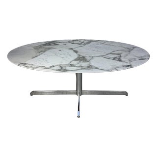 Vintage Oval Arabescato Marble Dining Table by Florence Knoll for Roche Bobois, 1960s For Sale