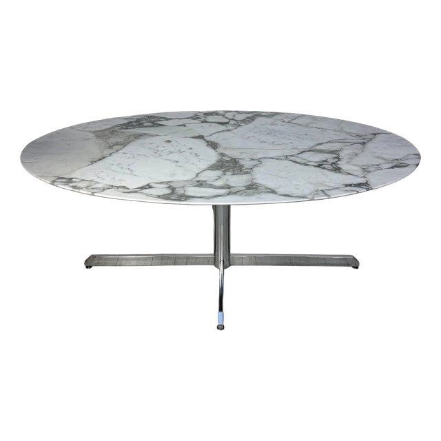 Vintage Oval Arabescato Marble Dining Table by Florence Knoll for Roche Bobois, 1960s For Sale